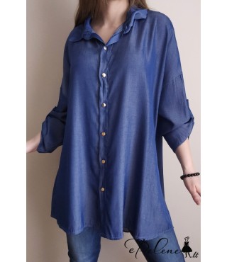 Nauji džinso stiliaus viskoziniai marškiniai-palaidinė